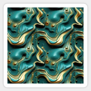 Funky Facade: Trompe-l’oeil Green Turquoise and Gold Sticker